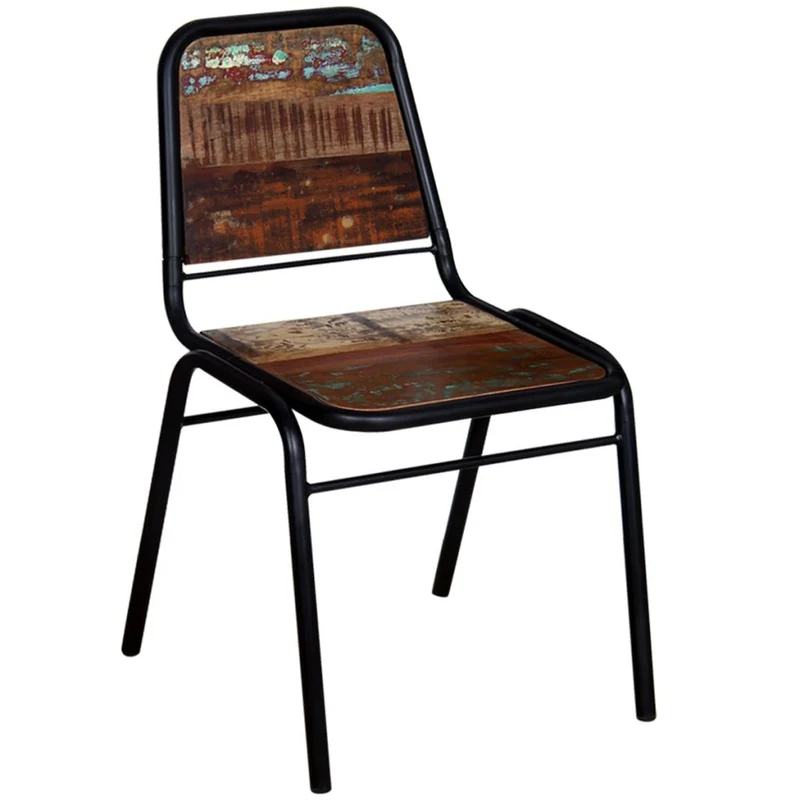 Lot de 6 chaises de salle à manger cuisine style industriel bois de récupération solide CDS022243