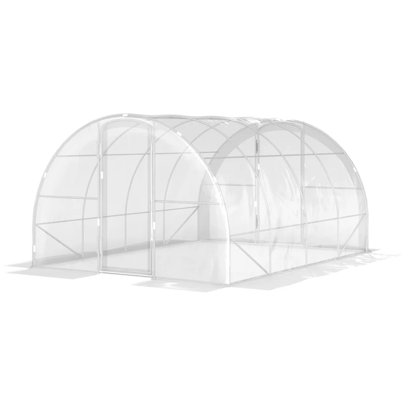 Serre tunnel jardin 395 x 295 x 195 cm protection UV aération optimisée coupe-vent moderne en polyéthylène transparent 21_0005403