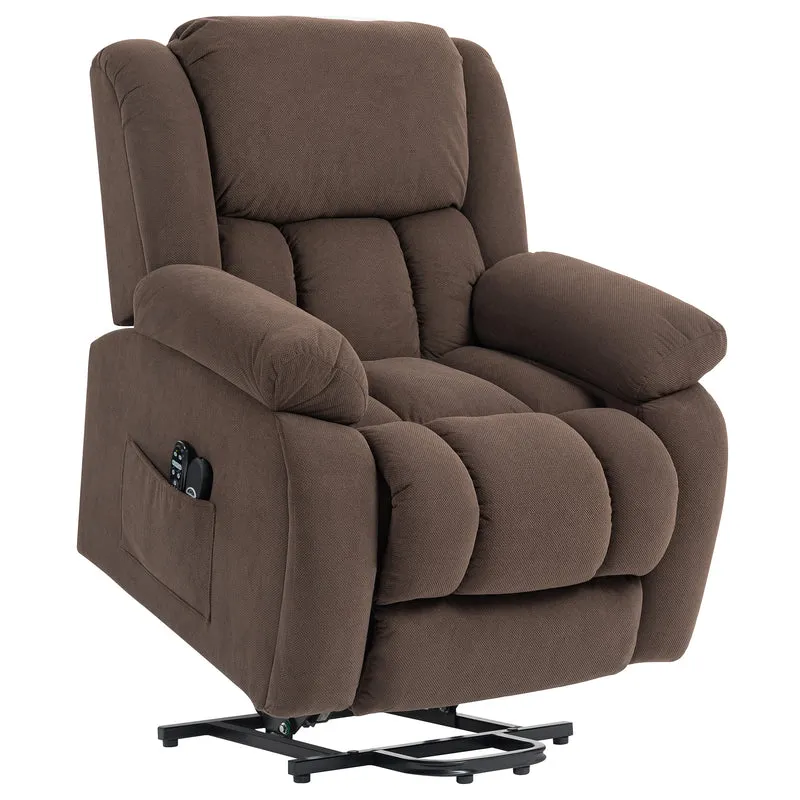 Fauteuil releveur électrique 93 x 104 x 100 cm 8 points massage chauffage lombaire cosy moderne en velours marron 21_0000909