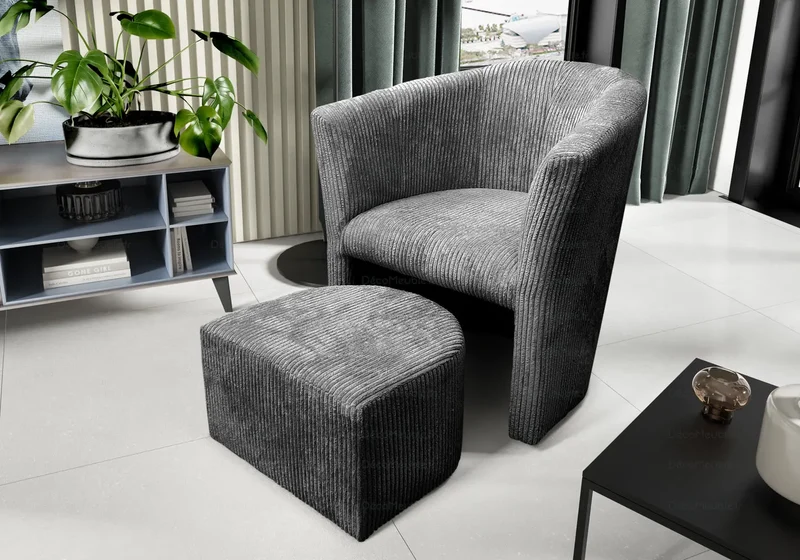 Fauteuil en velours côtelé gris - Fidjy