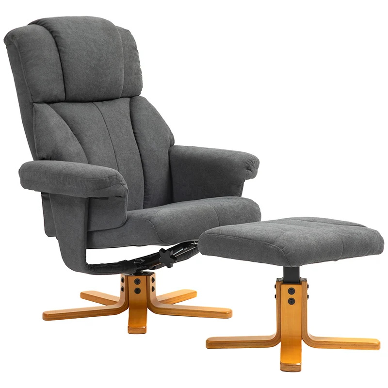 Fauteuil de relaxation salon 79 x 80 x 104 cm dossier inclinable assise rembourrée contemporain en velours gris foncé 21_0003439