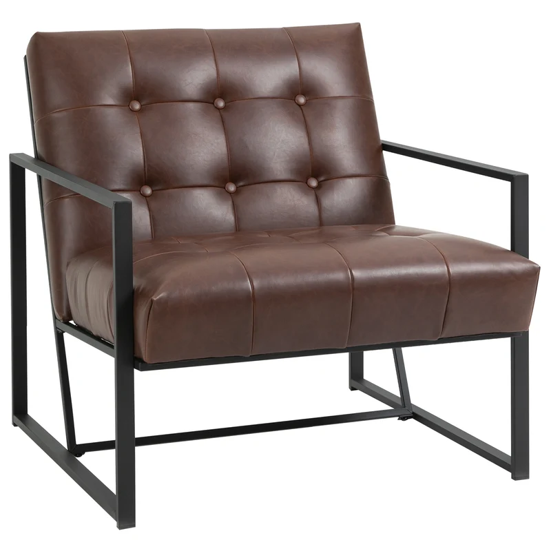 Fauteuil chesterfield salon bureau 75 x 81 x 78 cm capitonné mousse haute densité chic vintage classique en PU chocolat 21_0001816