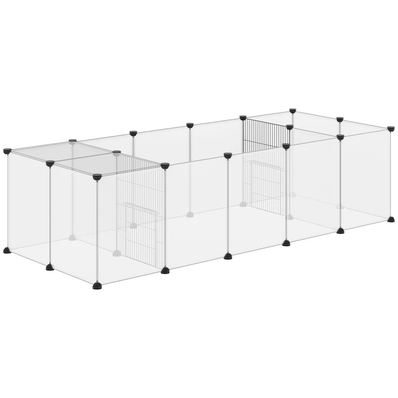 Enclos modulable pour petits animaux 175 x 70 x 45 cm espace sécurisé antidérapant salon contemporain en acier blanc 21_0007964