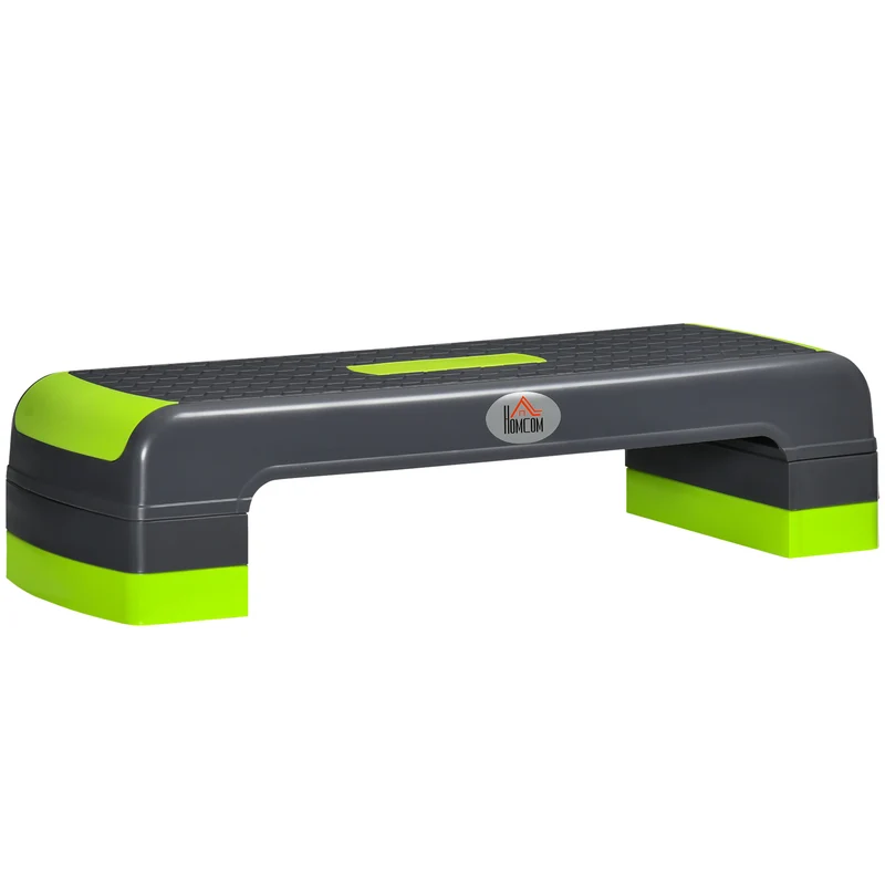 Step aérobie fitness plateau antidérapant 78 x 28 x 20 cm hauteur réglable 3 niveaux moderne contemporain en PP vert 21_0006712
