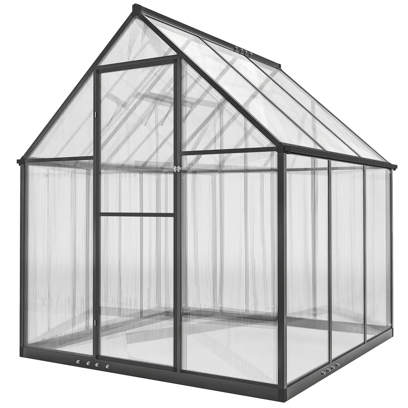 Serre de jardin 178 x 168 x 195 cm fenêtre 5 niveaux porte battante moderne contemporain en polycarbonate transparent 21_0005597