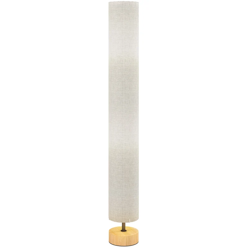 Lampadaire sur pied salon 15 x 15 x 120 cm éclairage tamisé interrupteur au pied design scandinave cosy en lin gris 21_0007005