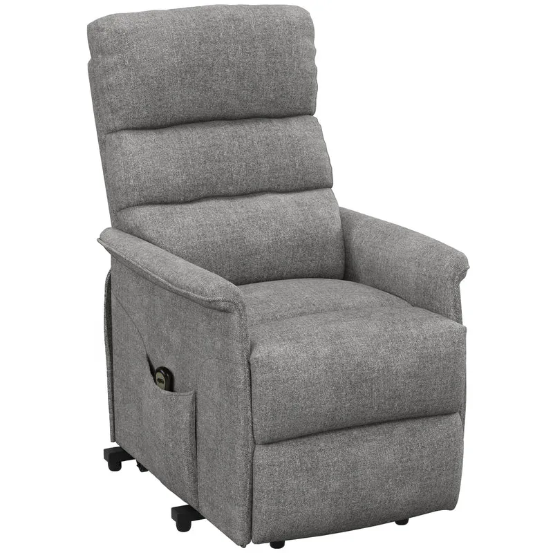 Fauteuil releveur électrique 66 x 90 x 96 cm télécommande et assise moelleuse contemporain moderne en polyester gris 21_0000863