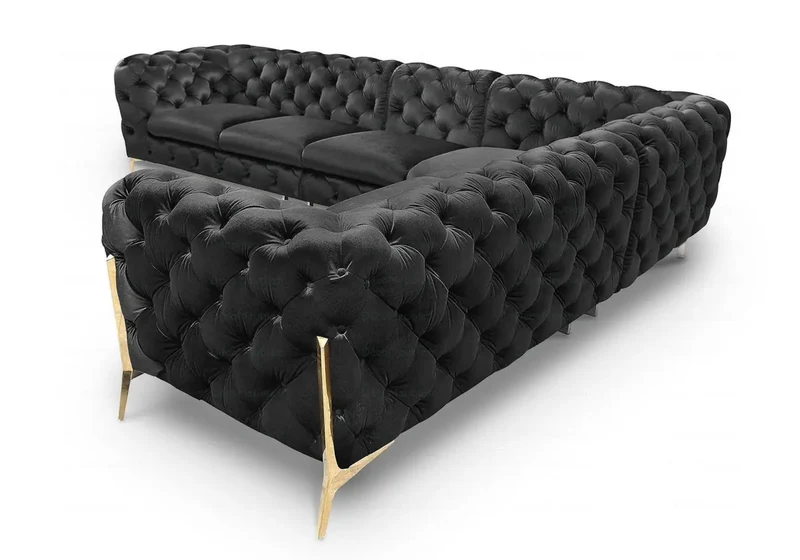 Canapé angle chesterfield noir PACO
