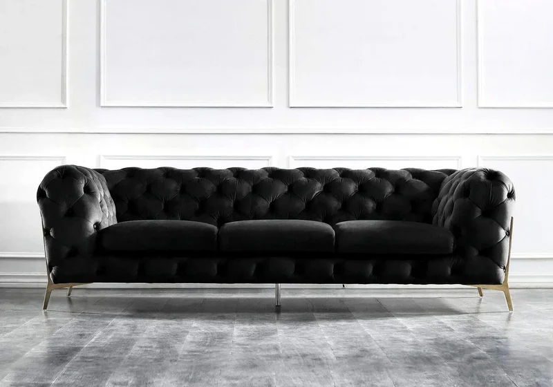 Canapés 3+2+1 chesterfield noir PACO