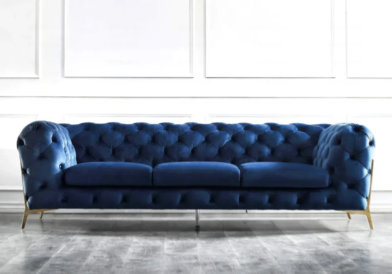 Canapés 3+2+1 chesterfield bleu PACO