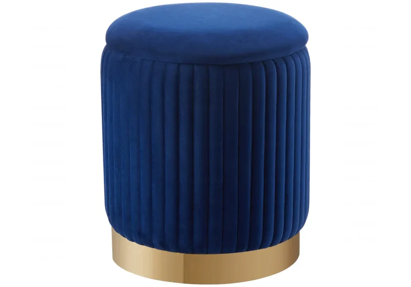 Pouf velours bleu coffre - Iris