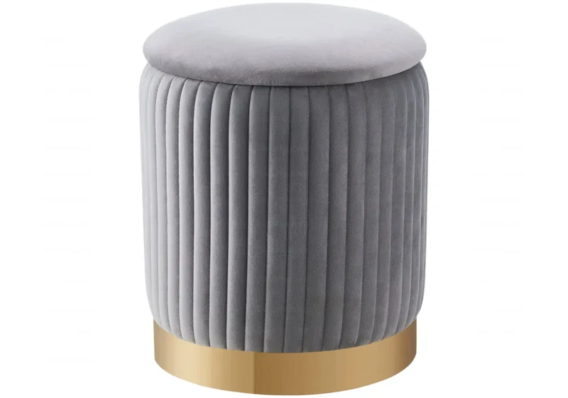 Pouf velours gris coffre - Iris