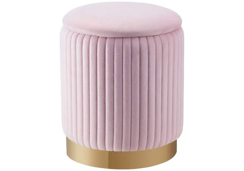 Pouf velours rose coffre - Iris