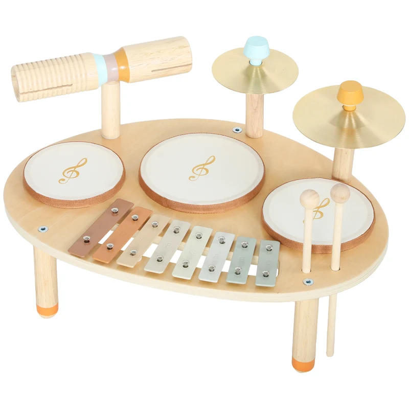 Ensemble percussions pour tout-petit 39,5 x 28,5 x 23 cm éveil sensoriel coordination motrice scandinave en bois naturel 21_0000698