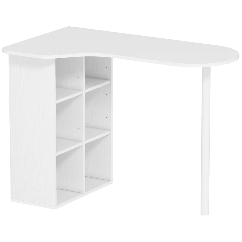 Bureau d'ordinateur irrégulier 100 x 59 x 75.5 cm 6 compartiments réglables rangement sûr épuré moderne en MDF blanc 21_0002554
