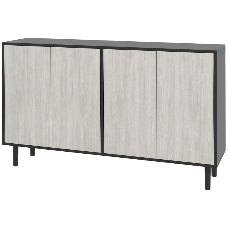 Buffet de cuisine 121 x 37 x 75 cm 2 portes et étagères réglables contemporain épuré en panneau de particules gris foncé 21_0003214