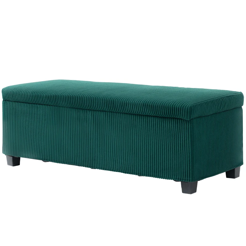 Banc de rangement bout de lit 112 x 42 x 40 cm rangement 84 l assise confortable moderne tendance salon en velours vert 21_0002966
