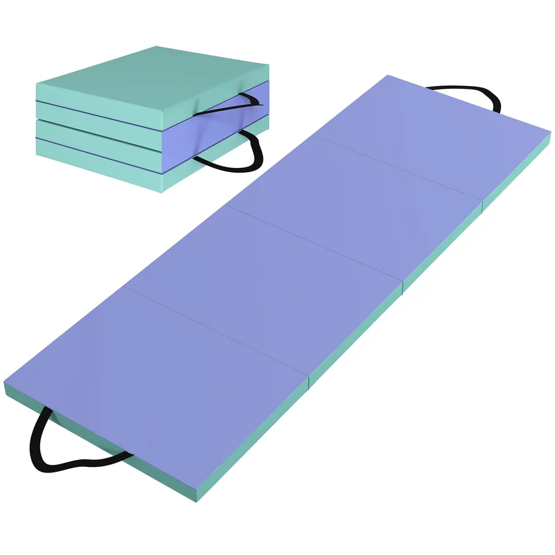 Tapis de gymnastique pliable 180 x 60 x 5 cm protection articulaire antidérapant moderne en polyéthylène expansé vert 21_0006601