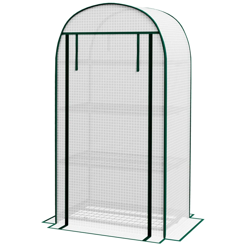 Serre de balcon compacte 80 x 50 x 160 cm protection uv porte enroulable design épuré pour terrasse jardin en pe blanc 21_0004238