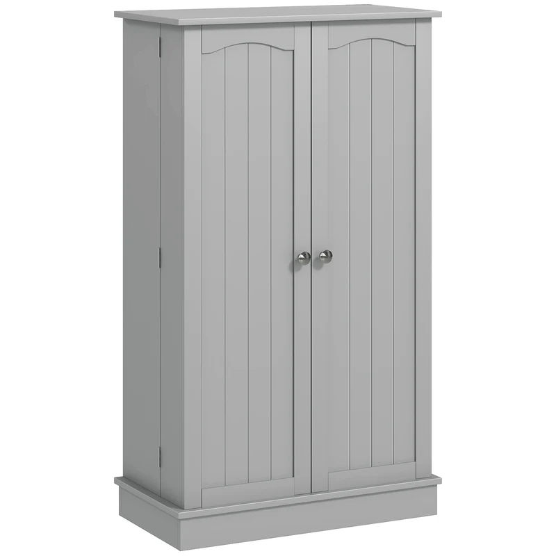 Armoire de cuisine rangement 60 x 30 x 104 cm gain de place 5 étagères 12 porte-épices contemporain épuré en MDF gris 21_0003199