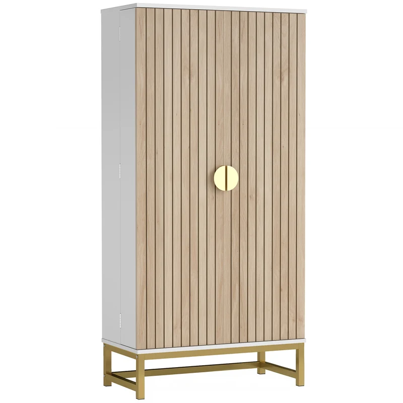 Armoire de cuisine 58 x 29 x 119,5 cm étagères réglables anti-basculement moderne épuré en panneau de particules blanc 21_0003323