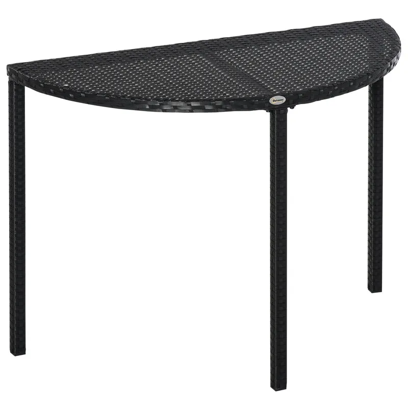 Table de jardin demi-lune balcon 100 x 50 x 74 cm gain de place assise 3 personnes tendance contemporain en résine noir 21_0006040