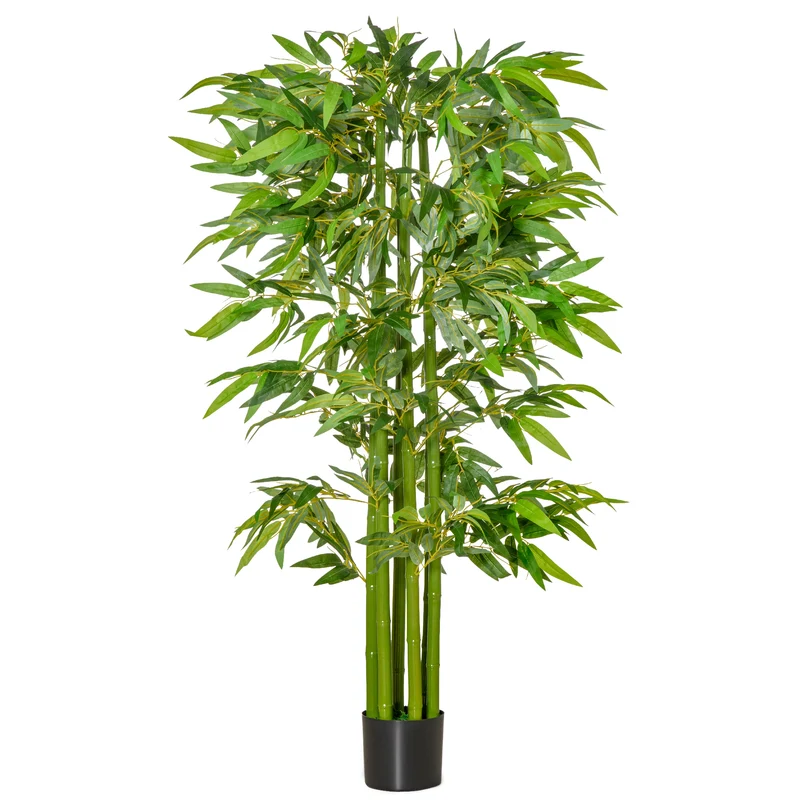 Bambou artificiel salon bureau 160 x 17 x 17 cm feuillage dense sans arrosage épuré contemporain en polyéthylène vert 21_0001243