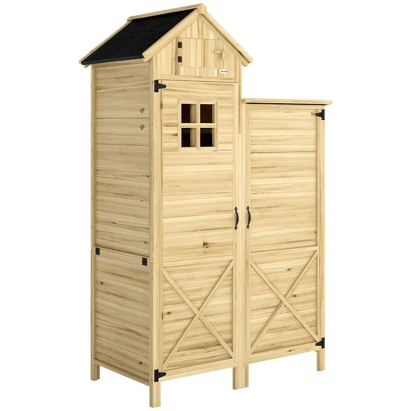 Armoire de jardin abri de rangement 106 x 57 x 167 cm étagères amovibles rangement organisé rustique en bois naturel 21_0005634