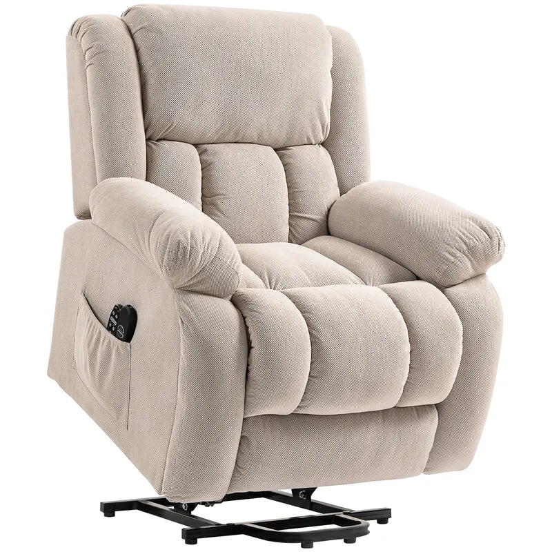 Fauteuil releveur électrique relaxant 93 x 104 x 100 cm massage chauffant incliné 150° contemporain en velours beige 21_0000908