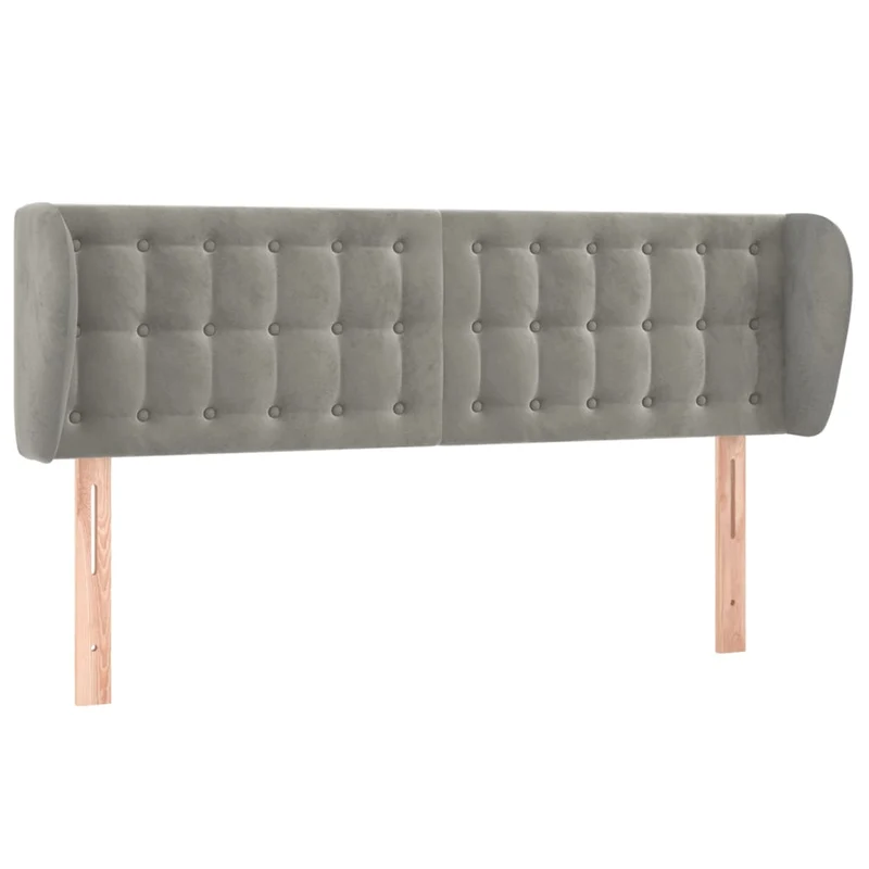 Tête de lit accessoire couchage chambre à coucher meuble capitonné avec rebord latéral 147 x 23 x 78/88 cm tissu velours gris clair TDL0205237