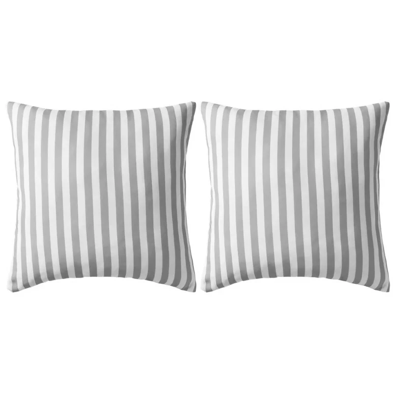 Lot de 2 coussins oreiller pour extérieur décoration jardin 45 x 45 cm rayure gris DEC020109