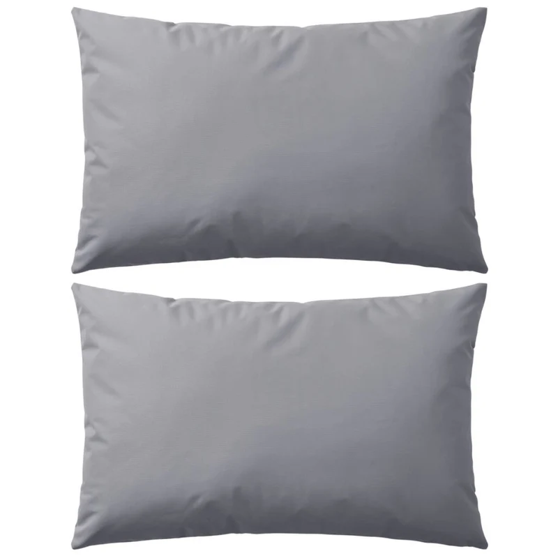 Lot de 2 coussins oreiller pour extérieur décoration jardin 60 x 40 cm gris DEC020104