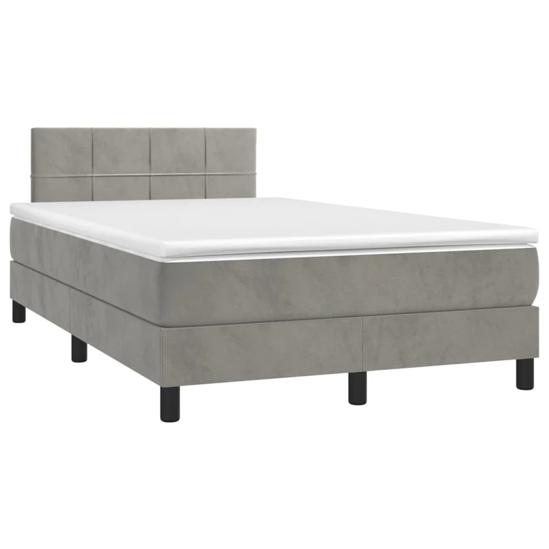 Cadre de lit LED avec sommier tête de lit matelas surmatelas 120x200 cm tissu velours gris clair TDL0207868