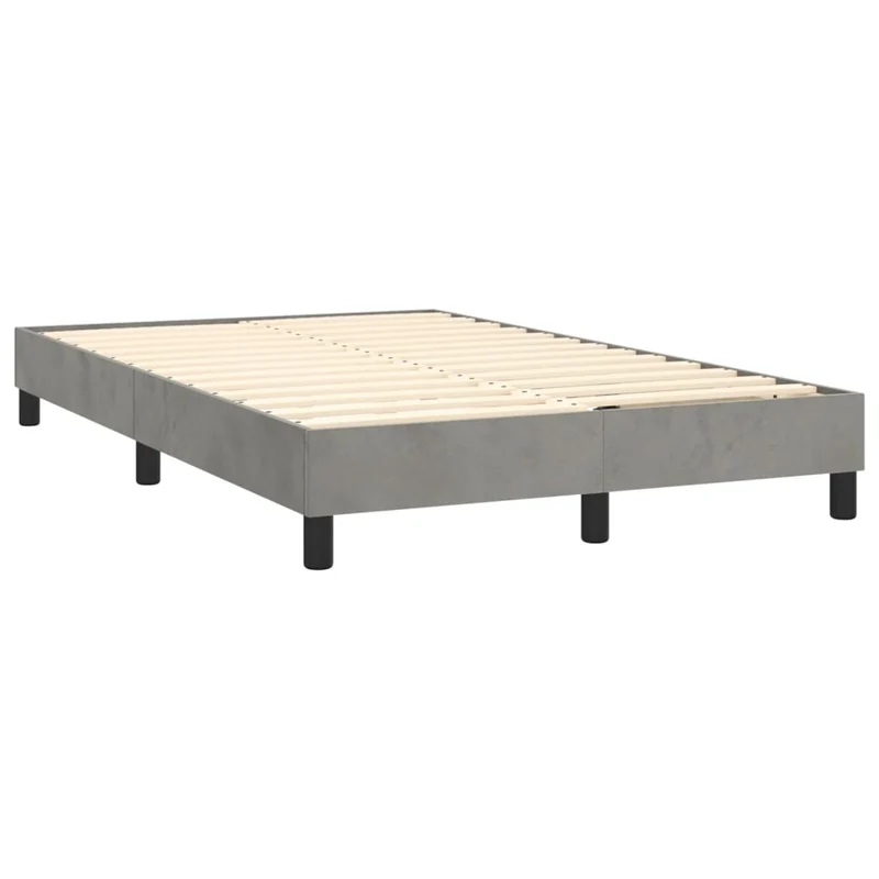 Sommier à lattes sur pieds cadre de lit 120x200 cm tissu velours gris clair TDL0207201
