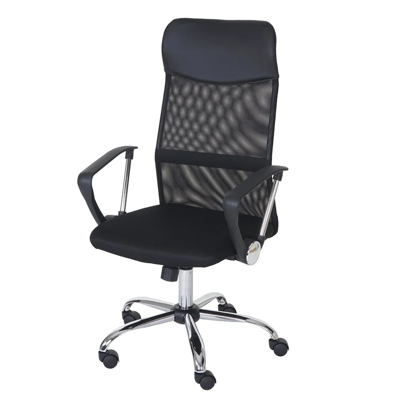 Chaise fauteuil de bureau sur roulettes ergonomique pivotant en tissu synthétique noir 04_0001897