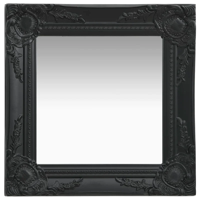 Miroir mural carré style baroque 40x40 cm Noir DEC022849