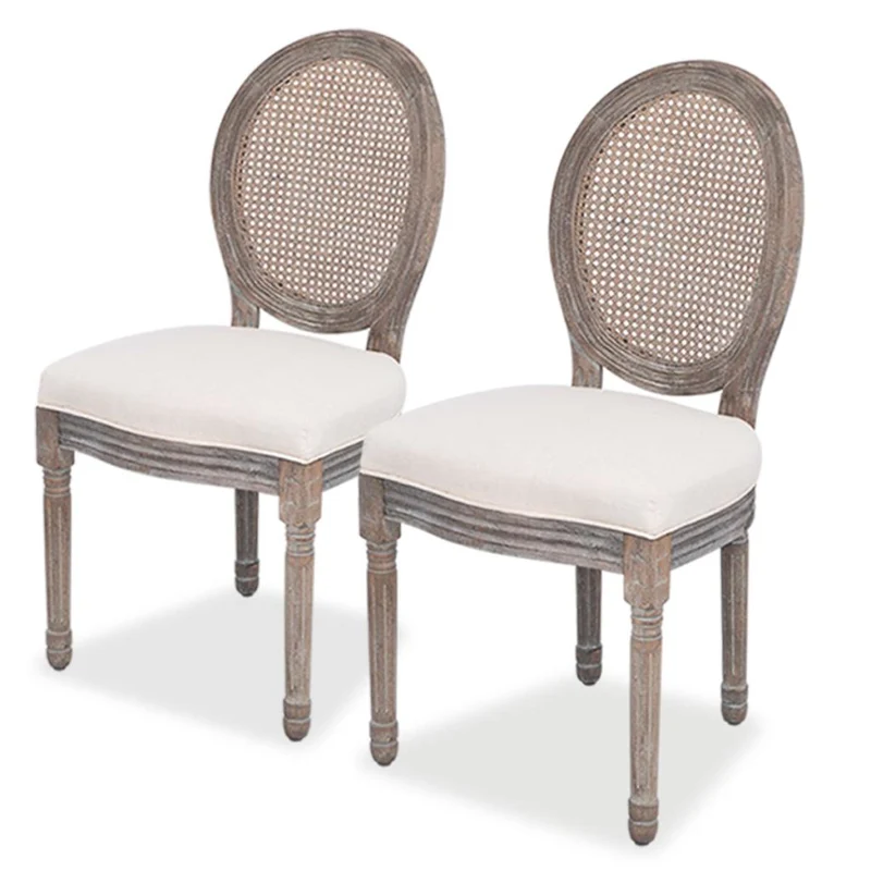 Lot de 2 chaises de salle à manger cuisine design classique tissu crème CDS020435