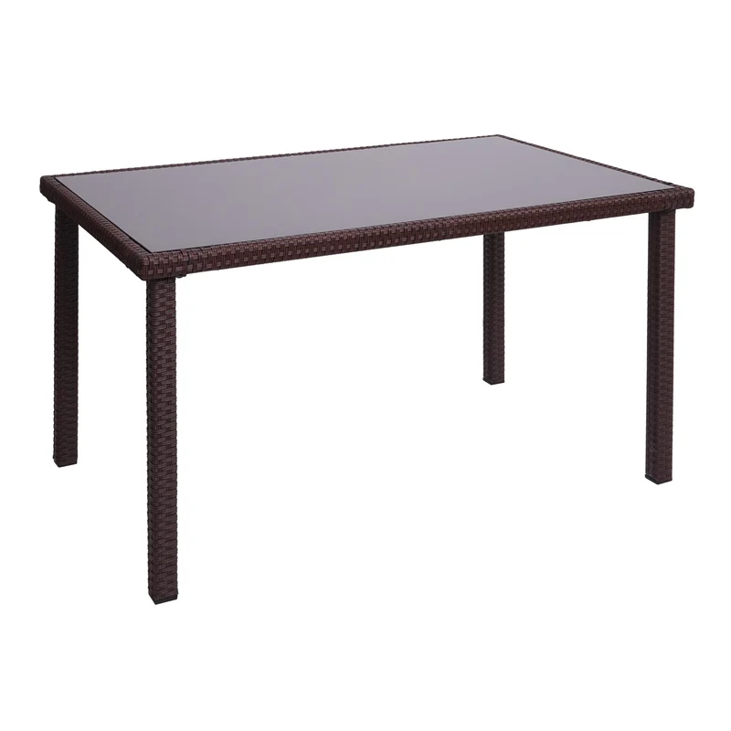 Table de jardin balcon 120x75cm en polyrotin marron 04_0005069