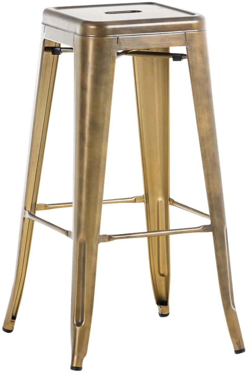 Tabouret de bar style industriel en métal doré 10_0000242