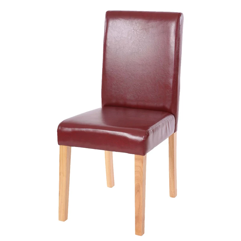 Chaise de salle à manger cuisine en synthétique rouge pieds en bois clair design moderne 04_0002339