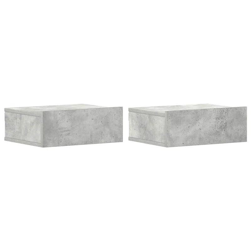 Lot de 2 tables de chevet murale avec tiroir 40 x 30 x 15 cm en bois d'ingénierie gris DEC035997
