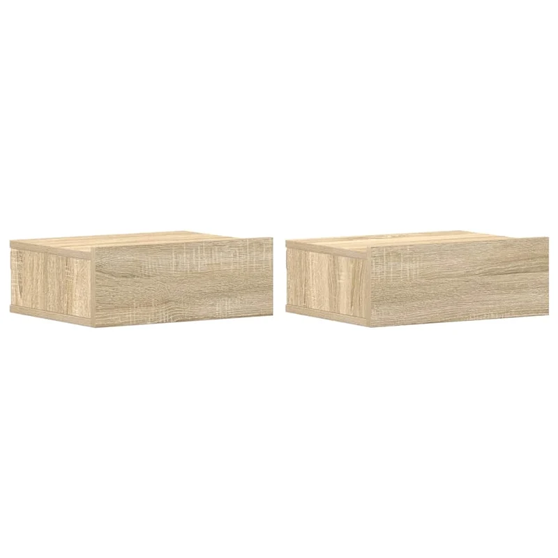 Lot de 2 tables de chevet murale avec tiroir 40 x 30 x 15 cm bois ingénierie couleur chêne DEC035994