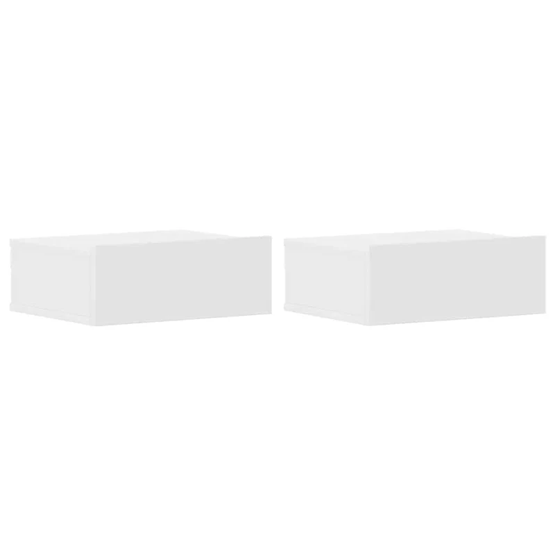 Lot de 2 tables de chevet murale 40 x 30 x 15 cm avec tiroir en bois d’ingénierie blanc DEC035989