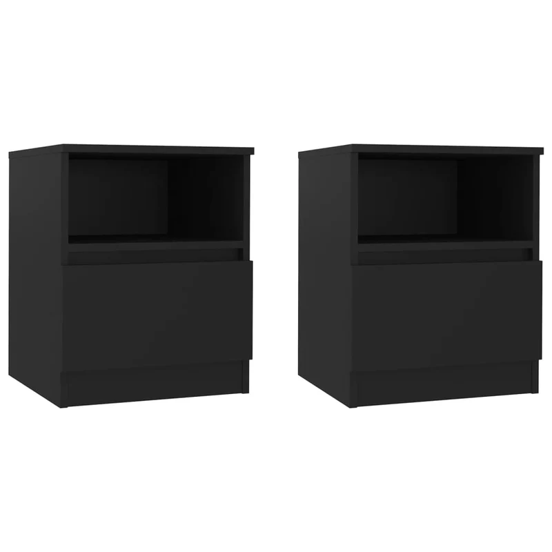 Lot de 2 tables de chevet avec tiroir et compartiment ouvert 40 x 40 x 50 cm aggloméré noir DEC035572