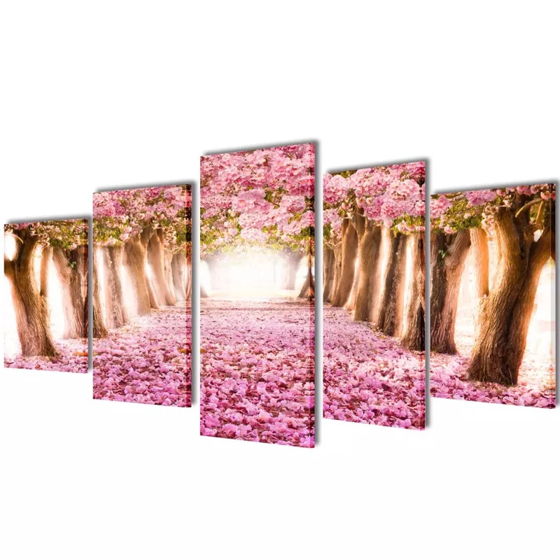 Set de toiles murales imprimées Cerisiers en fleurs 100 x 50 cm DEC022946