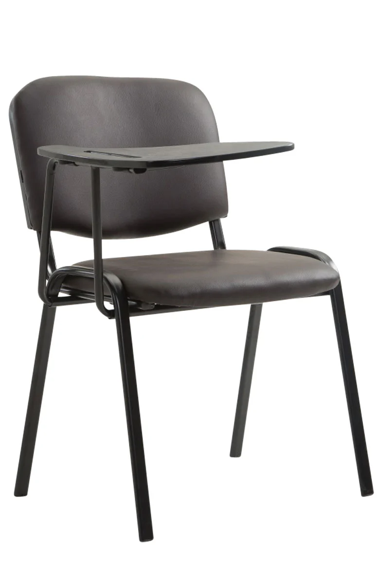 Chaise visiteur avec petite table rabattable pupitre en synthétique marron support métal noir BUR10653