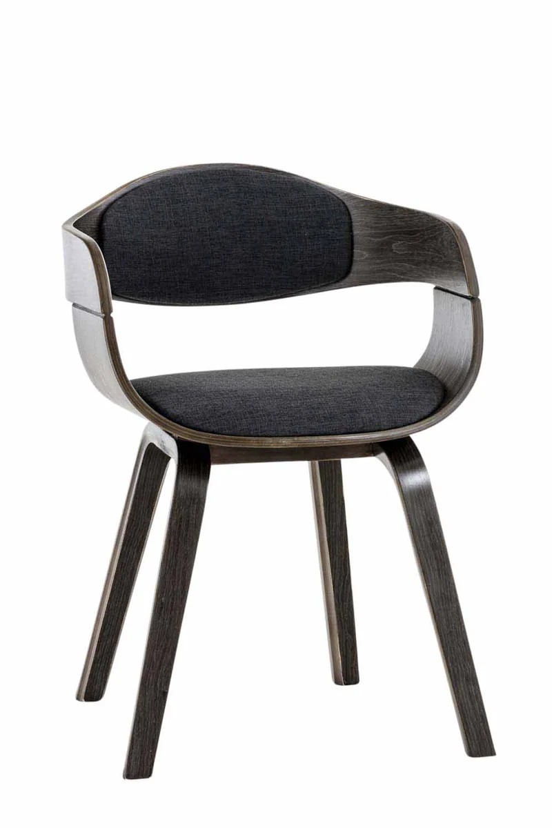 Chaise de bureau sans roulettes visiteur en tissu et bois design retro et confort maximal gris foncé BUR10551