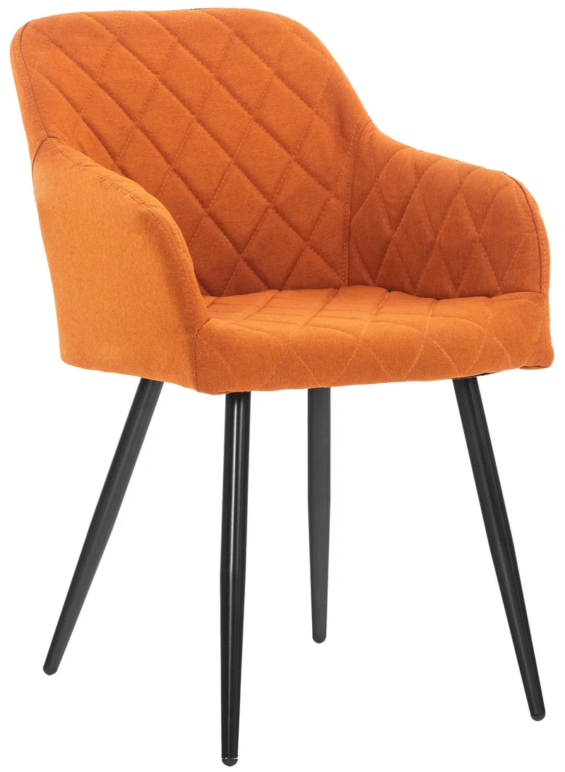 Chaise de salle à manger design retro coutures décoratives en losanges assise en tissu orange 10_0002114