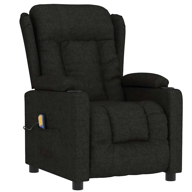 Fauteuil de relaxation fonction d'inclinaison manuelle 6 points de massage en tissu noir DEC029252