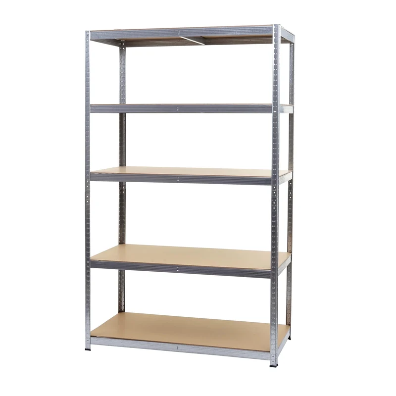 Étagère pour charges lourdes rangement cave enfichable acier 5 niveaux en métal galvanisées et MDF 200x120x60 cm 04_0008687